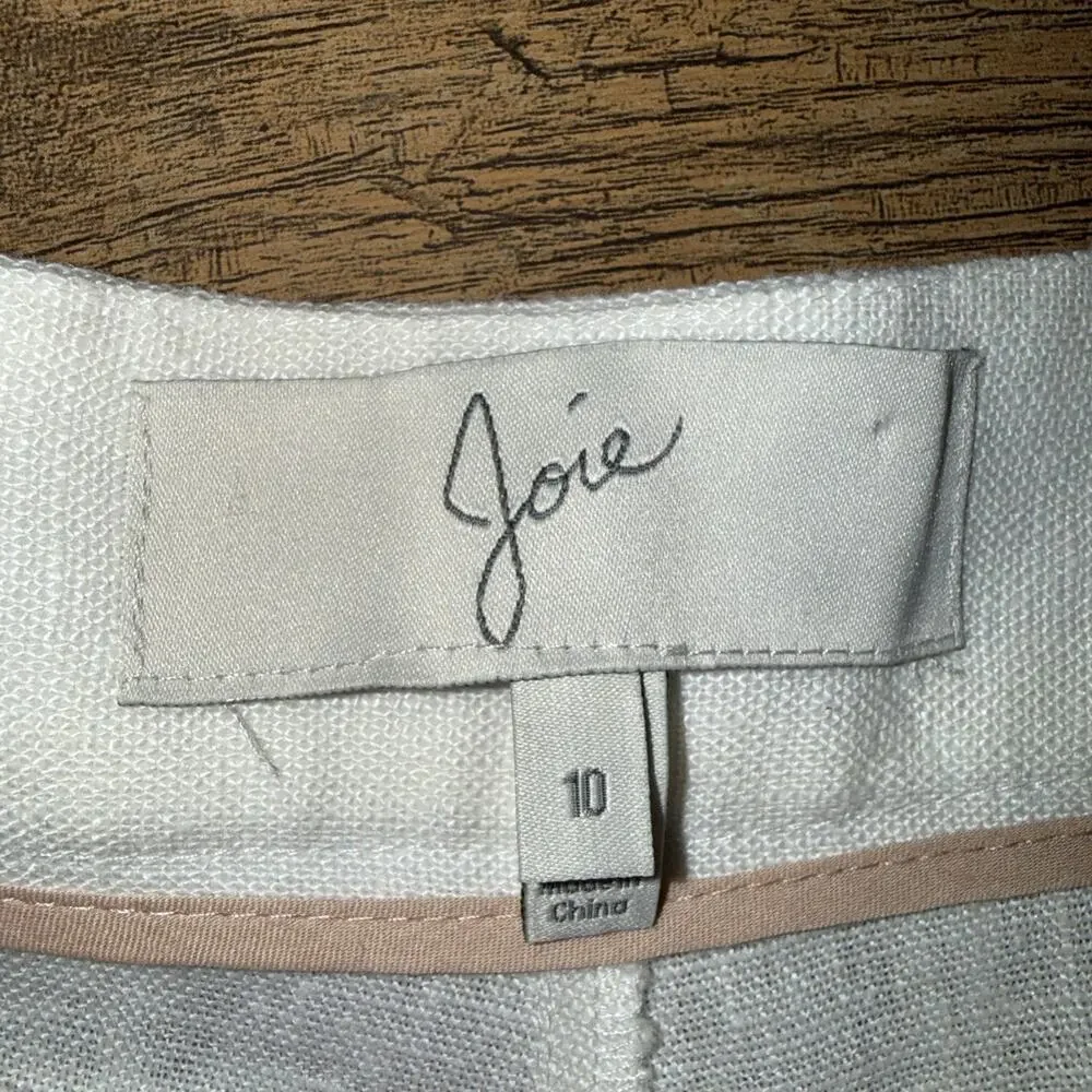 JOIE Off White 100% Linen Shorts Sz 10- 32W 4.5L EUC Beach Quiet Luxury Resort - Picture 7 of 9